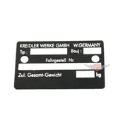 Typenschild Aluminium 50 x 31mm Schwarz für Kreidler Florett, K 54, RS, RM, RMC, LF, LH MG00008393