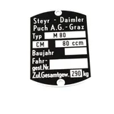 Typenschild Aluminium Schwarz 80 ccm für Puch Cobra M MG00083209 Typenschild Aluminium Schwarz 80 ccm für Puch Cobra M MG00083209