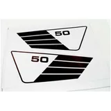 Aufkleber Satz Seitendeckel 50 weiß schwarz für Yamaha FS1 3E9, RD 50 MG00083269