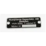 Type plate aluminum 50mm x 18mm for Husqvarna MG00083272