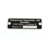 Type plate aluminum 50mm x 18mm for Husqvarna MG00083273
