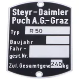 Typenschild Blanko 60 x 40mm für Puch, R 50 MG00083279