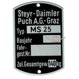 Typenschild Blanko 60 x 40mm für Puch MS 25 MG00083280