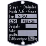 Typenschild Blanko 60 x 40mm für Puch N 50 MG00083282