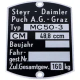 Typenschild Blanko 60x40mm für Puch, MC 50-3 MG00083283