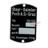 Typenschild Blanko 60x40mm für Puch, 250 SGS MG00083286