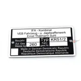 Typenschild Simson für KR 51/2 Moped Mokick MG00083320