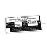 Type plate aluminum 73,80mm 37,09mm 0,7mm for Simson Schwalbe KR51/1 MG00083351