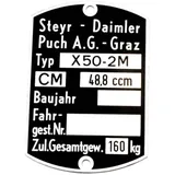 Blank type plate 59x40mm for Puch, X 50-2M MG00083497