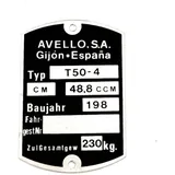 Typenschild Blanko 59x40mm für Avello T 50-4, Puch MG00083500