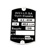 Typenschild Blanko 59x40mm für Avello AX 40M, Puch MG00083501