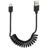 USB-Spiralkabel / -Ladekabel Typ Mikro-USB 100cm schwarz OL-38700