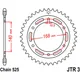 Rear sprocket 47 tooth pitch 525 black inner diameter 140 bolt