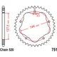 Alu-Kettenrad 42Z Teilung 520 silber für Kettenradträger 758501