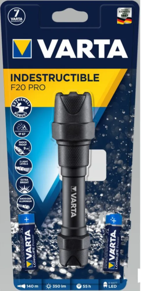 Indestructible F20 LED Torch by Varta with 2 AA Batteries_2