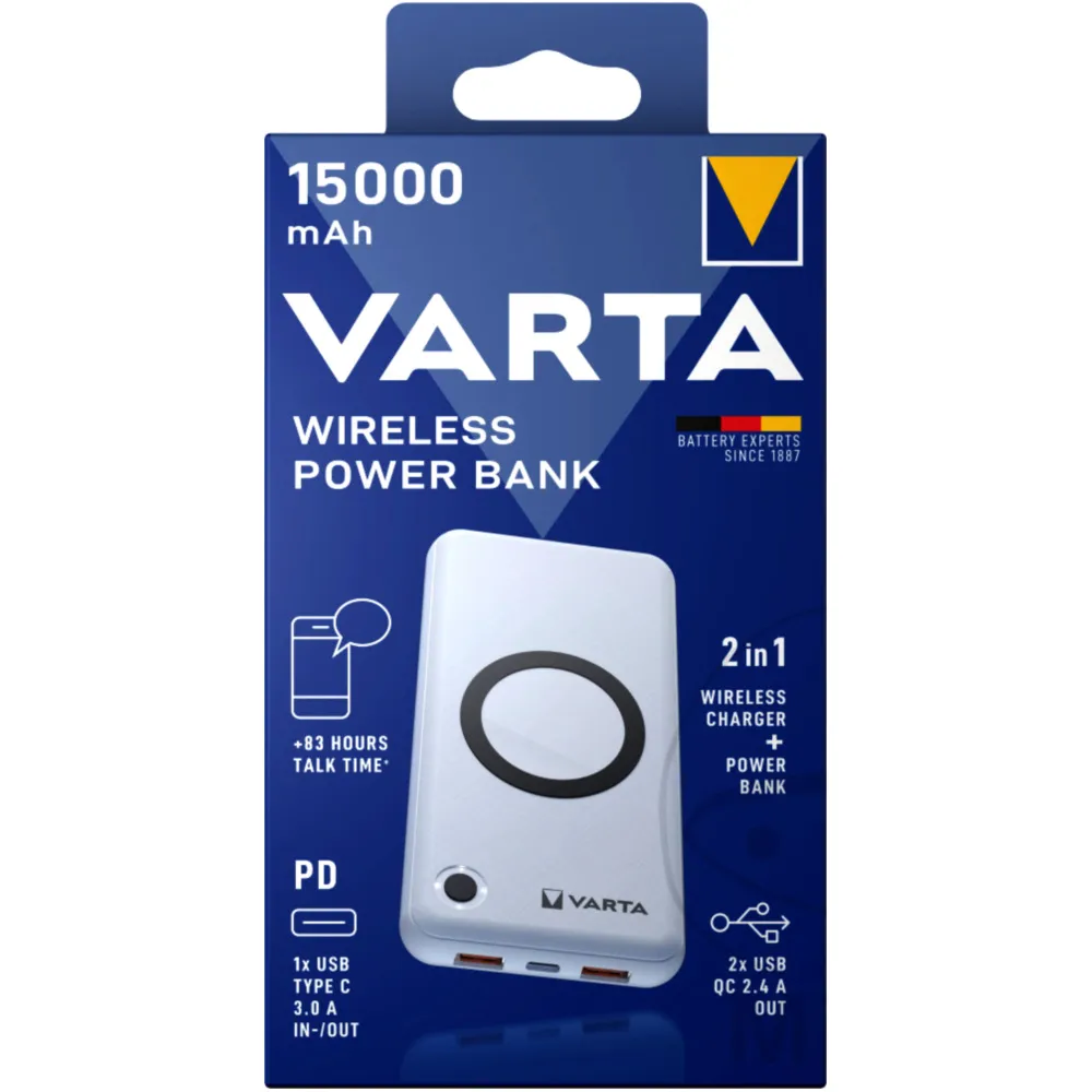 VARTA Wireless Power Bank 15.000 mAh mit USB-C Kabel_0