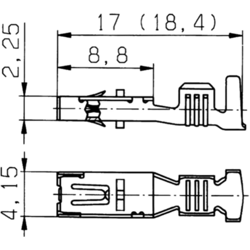 Silver Plated Flat Connector for KOSTAL SLK 2.8, Minimum Order