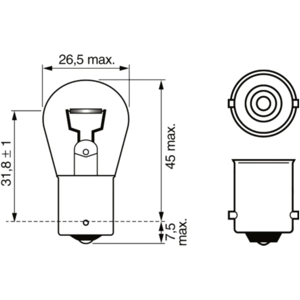 Lampe 12V21W BA15S gelb passend für: BMW R, K, C, C1_0