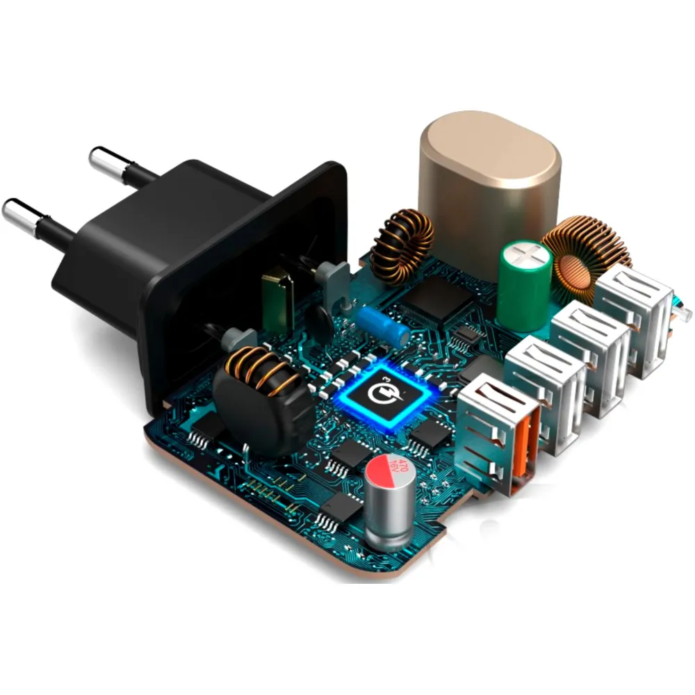 Ladegerät 230V Hama 4-Fach QC 3.0 USB 3A 33W Ladegerät für Smar