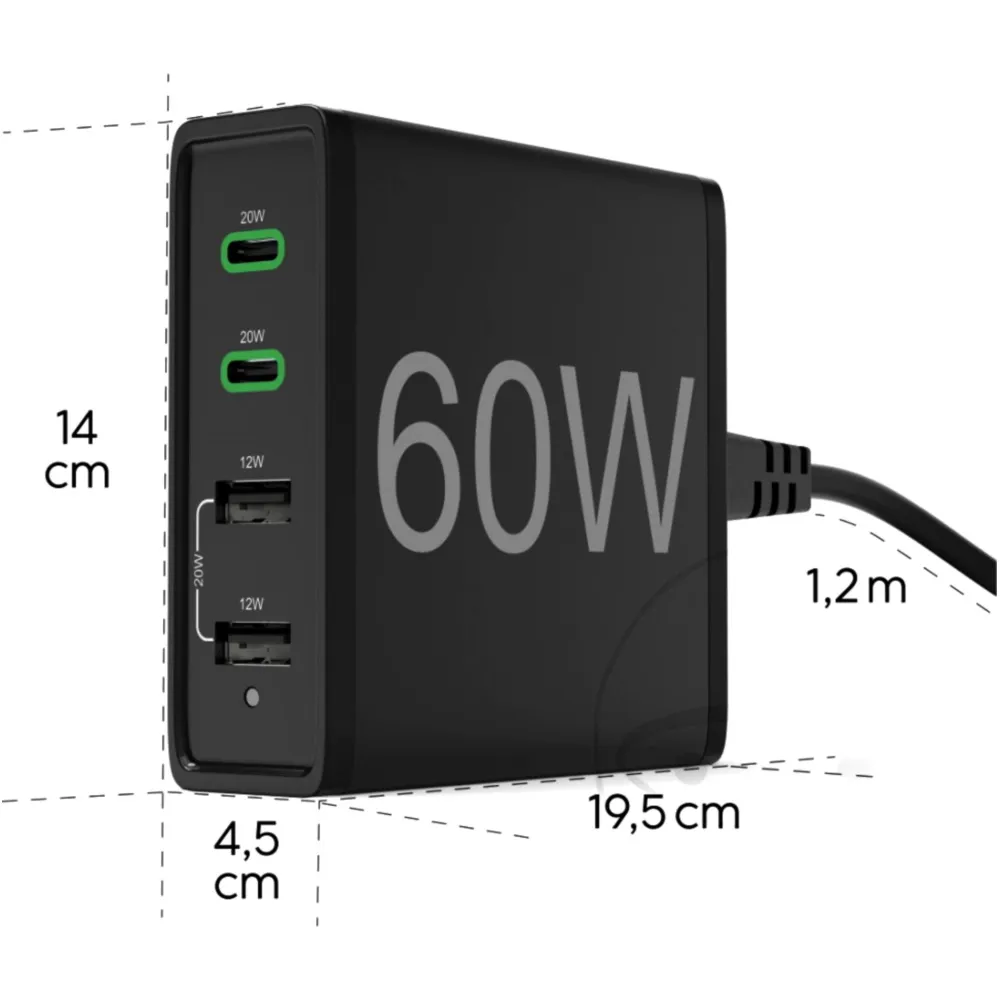 Hama 60W 4-Port Charging Station with PD QC3 Technology_0