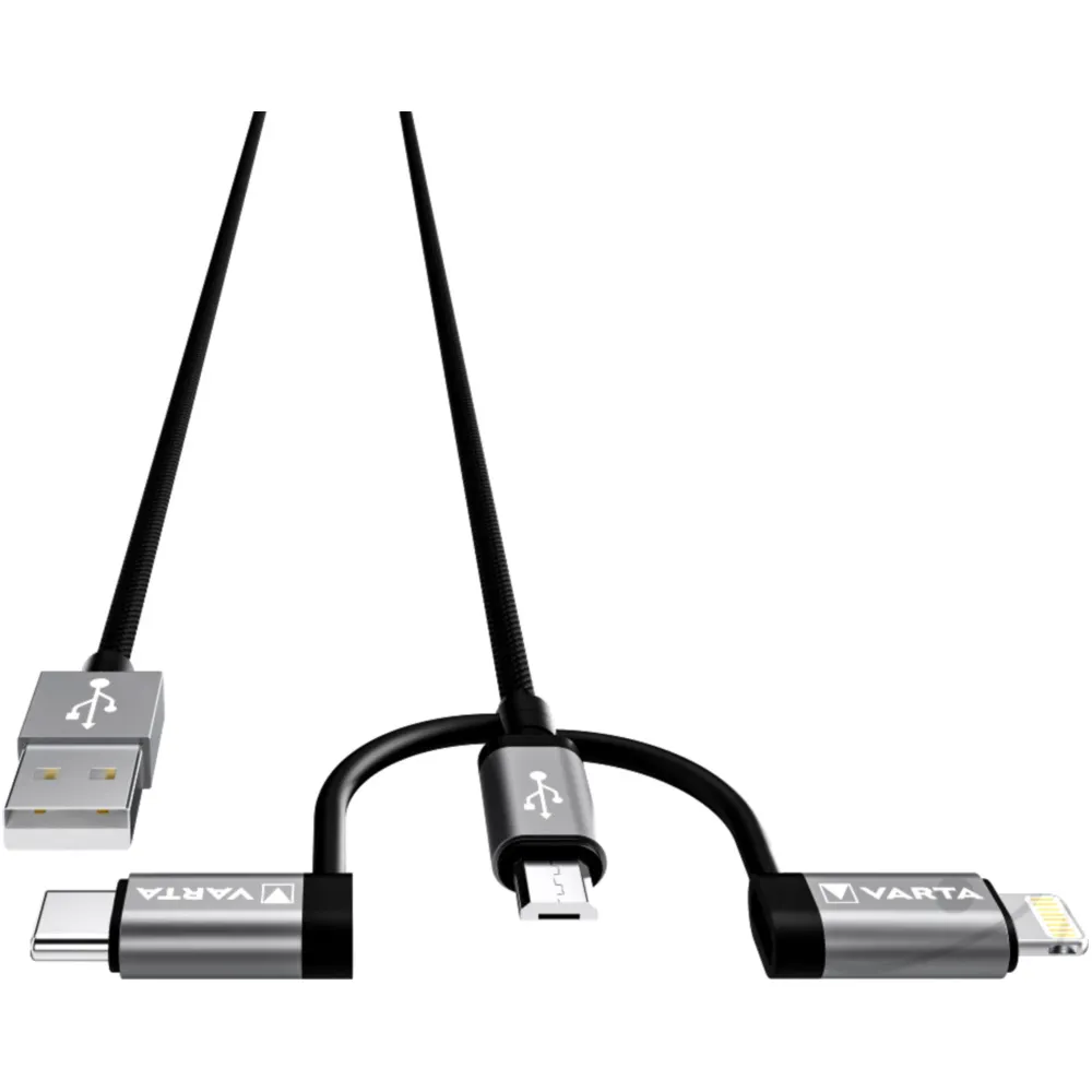 3-in-1 Charging Cable 2M VARTA USB A - C/Micro/Lightning_0