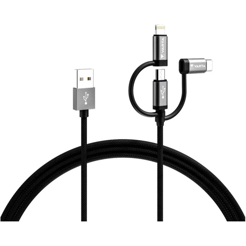 3-in-1 Charging Cable 2M VARTA USB A - C/Micro/Lightning_1