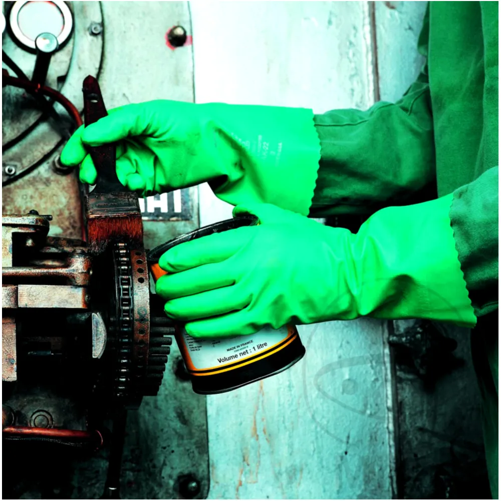 Nitrile Work Gloves Size 11 Green for Chemical Protection_0
