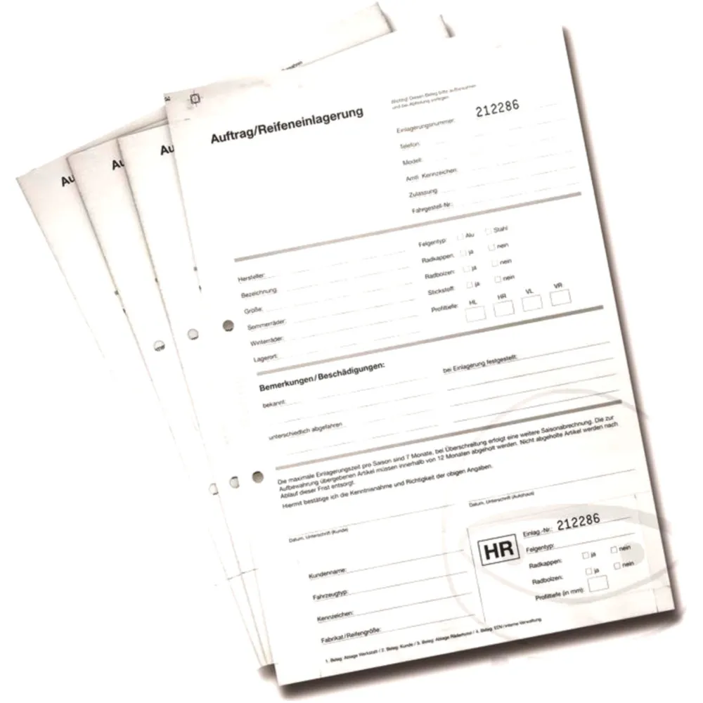 Tyre Storage Forms BLOCK M - 25 Sheets_0