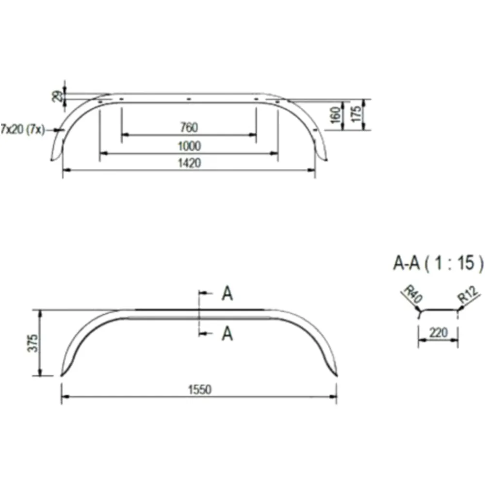 Tandem rear fender galvanised 20108_1