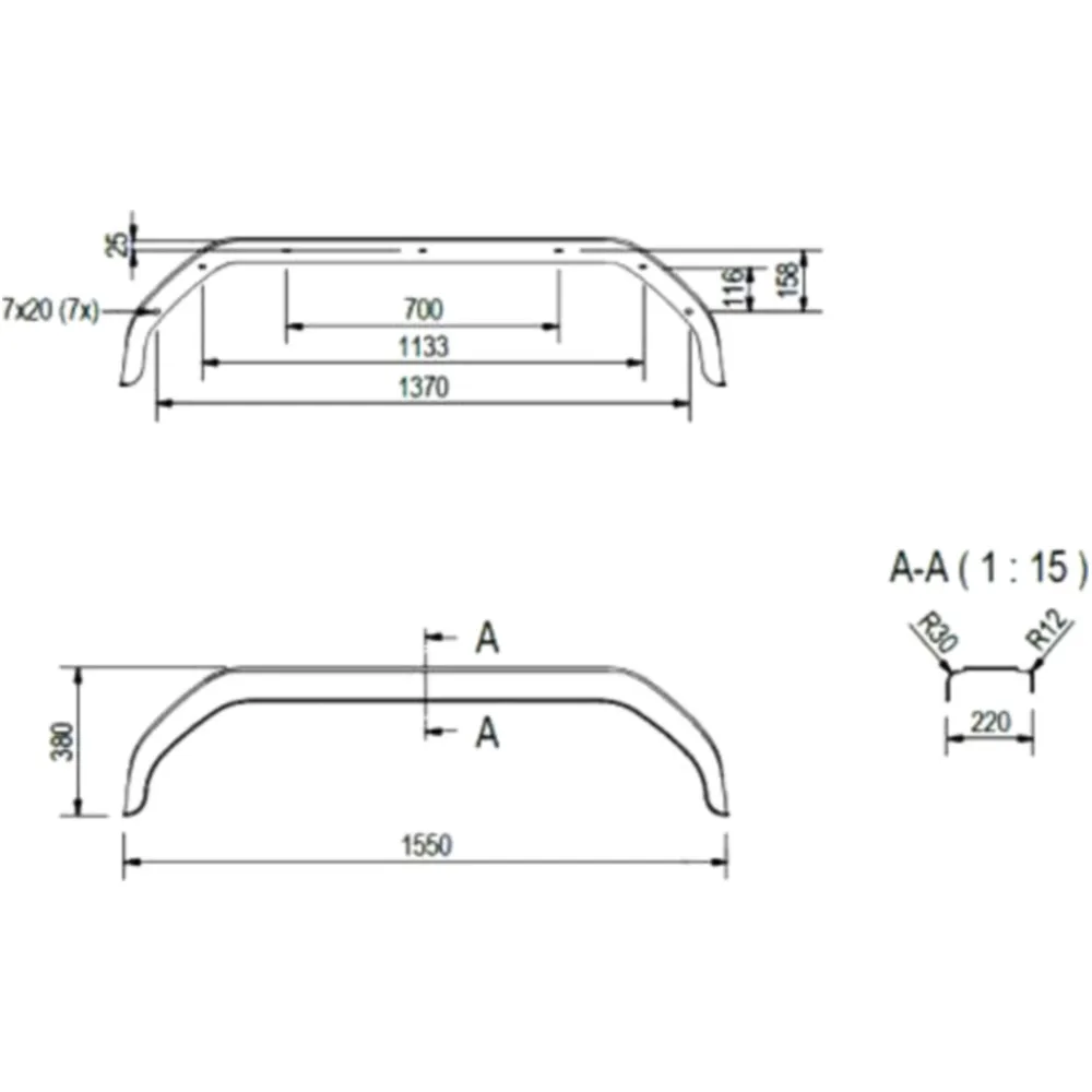 PVC Rear Fender D 2220/12 for Tandem Trailer_0