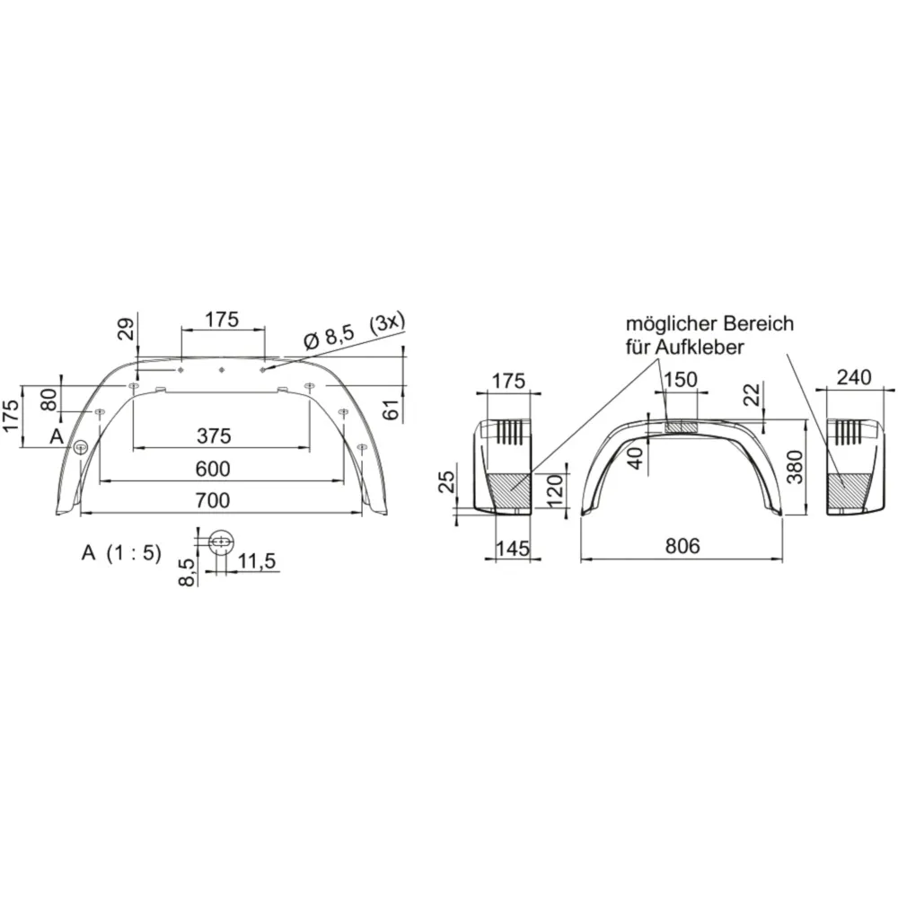 Plastic Mudguard for Trailers H380 B240 S800_0