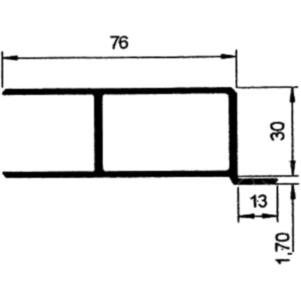 Aluminium Side Wall Closure Left 300 mm with Stop_0