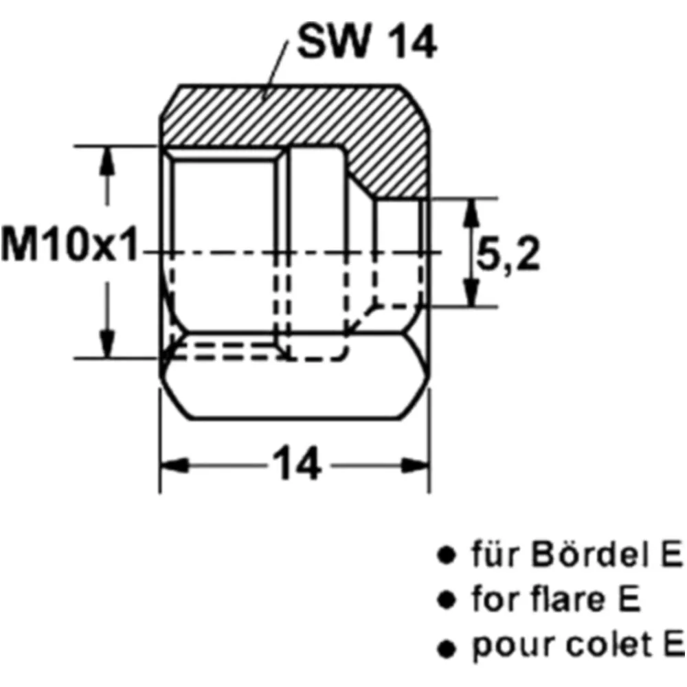 Überwurfmutter M10 x 1 ID Bördel E 5.20 mm für: Alfa Romeo, Aud