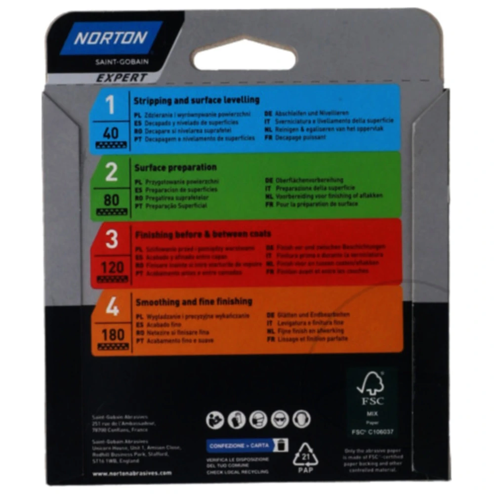 SANDING DISCS 8L K80 for Universal, 5 PIECE 125 mm A203F Norton