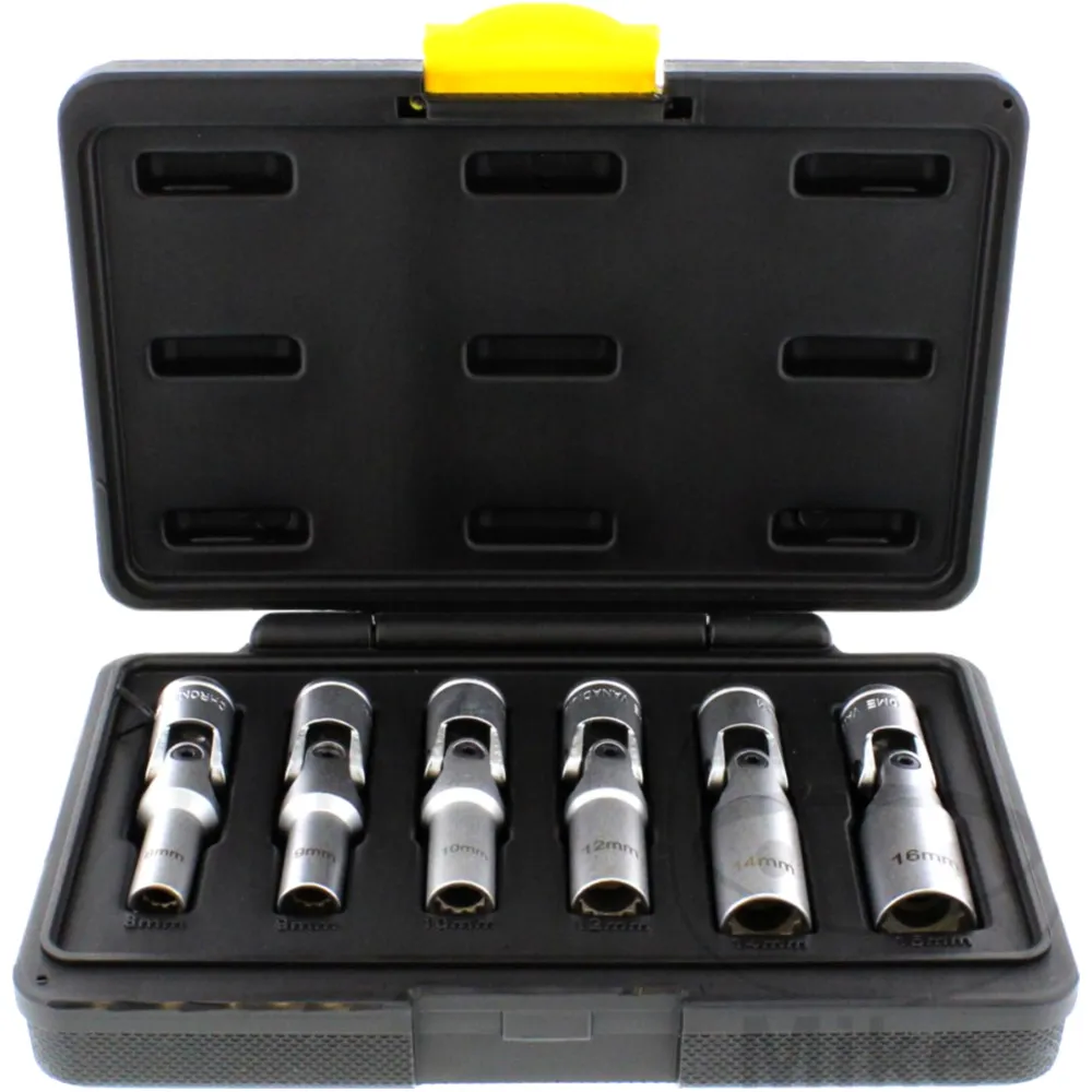 Joint Socket Wrench Set 3/8 for Glow Plugs 6 Piece 8-16 mm_0