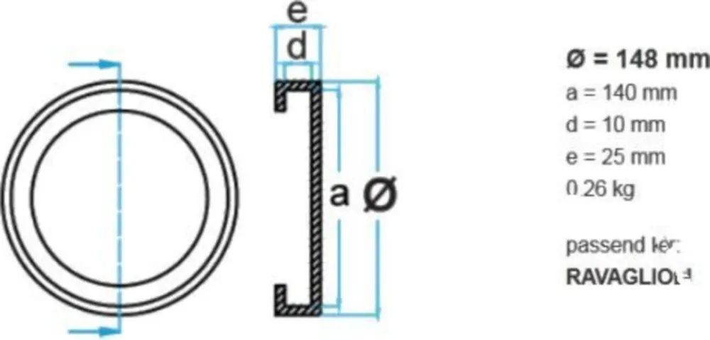 Gummiauflage Ravaglioli 146MM ohne Stutzen_1
