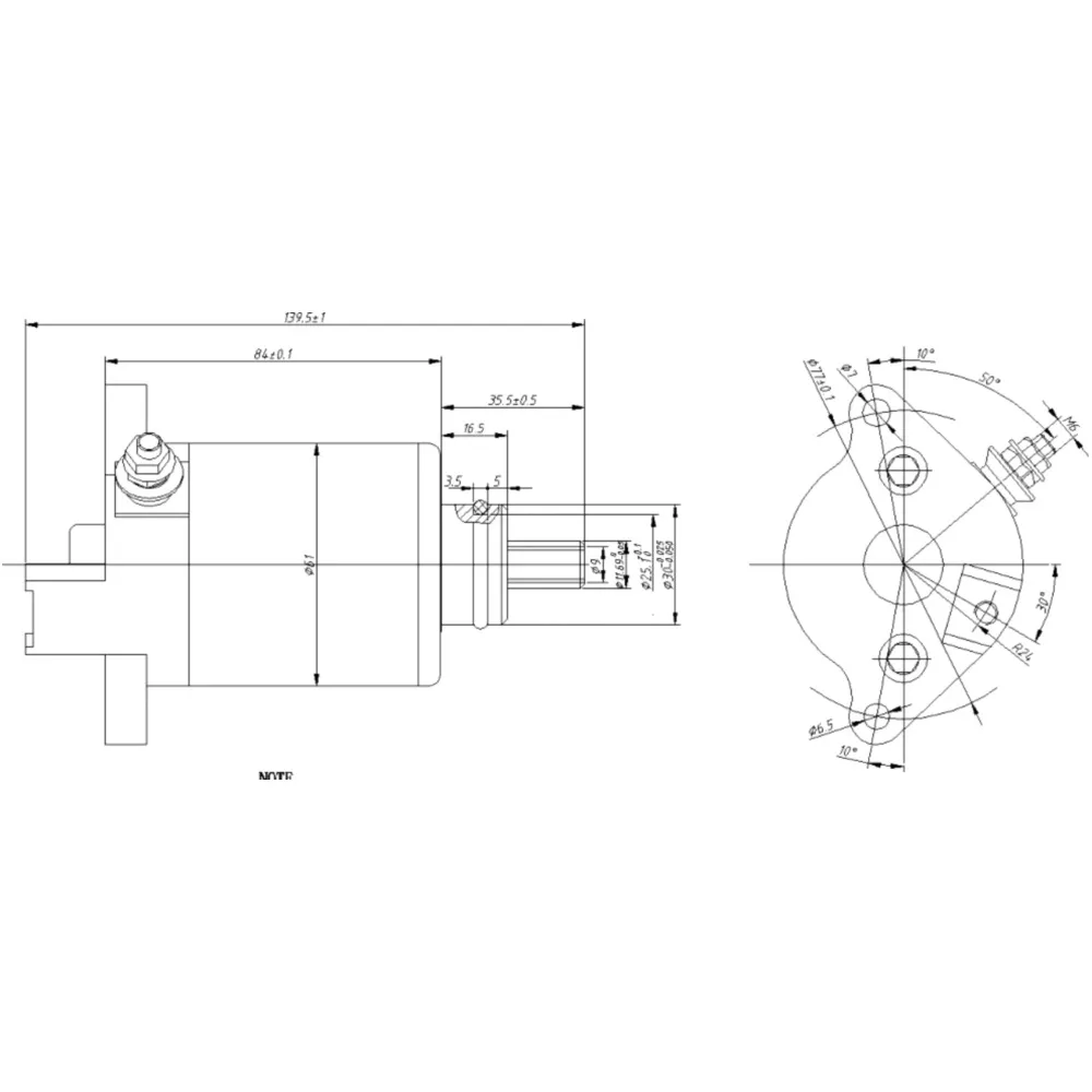 Starter motor JMP for: Piaggio Beverly, TPH, Liberty, Aprilia S
