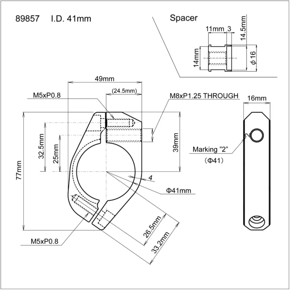 Schelle Daytona 41 mm Alu schwarz für Motorräder_0