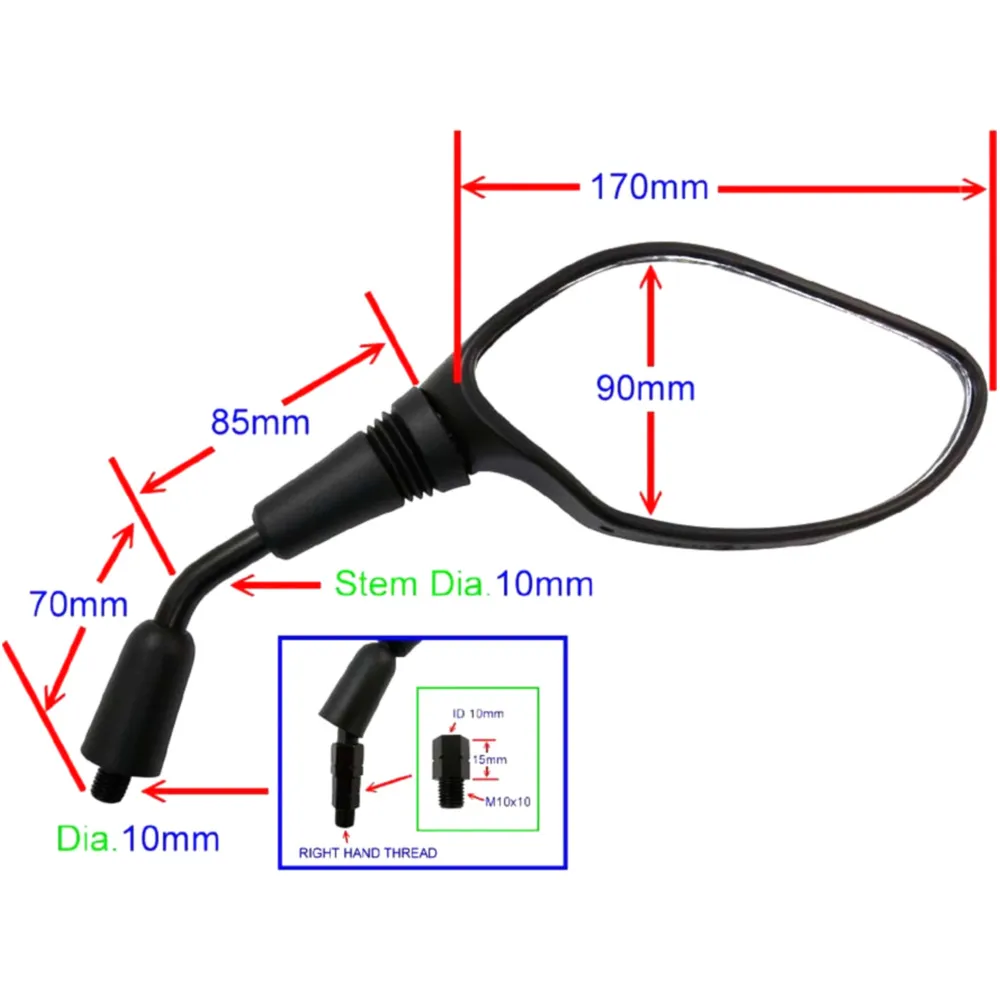 Mirror black right hand JMP for: Honda PCX, CRF_0