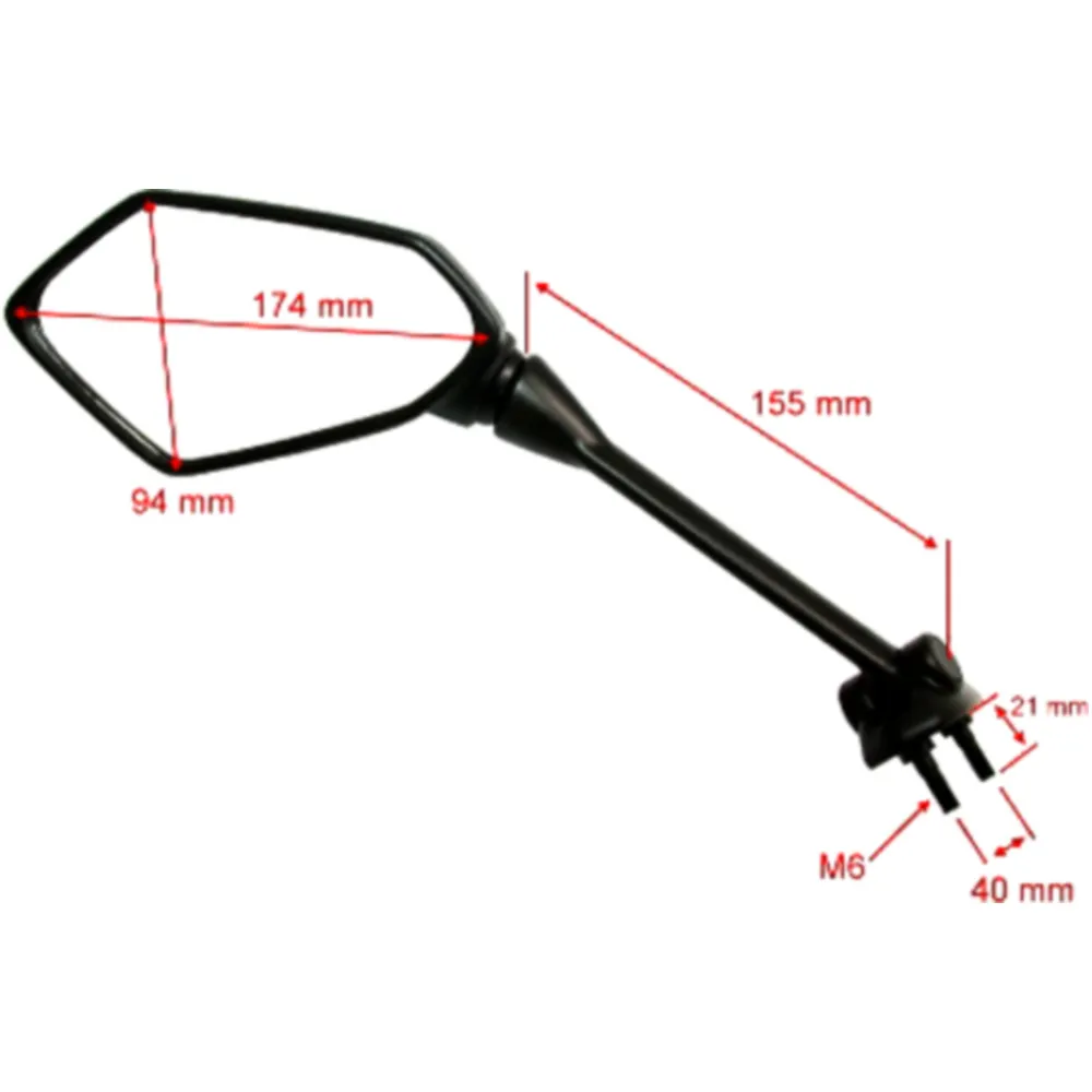 Mirror black JMP right hand for: Kawasaki ER - 6F_0