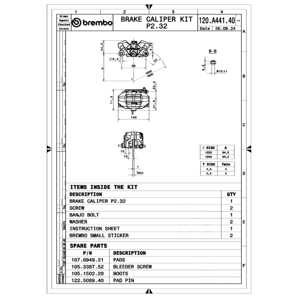 Bremssattel hinten silber Brembo P2 34 passend für: Ducati Mons