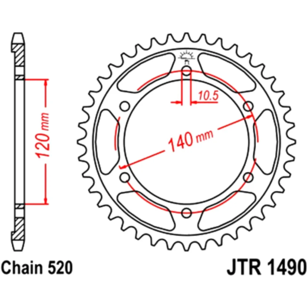Kettenrad 37Z Teilung 520 Innendurchmesser 120 Lochkreis 140 pa