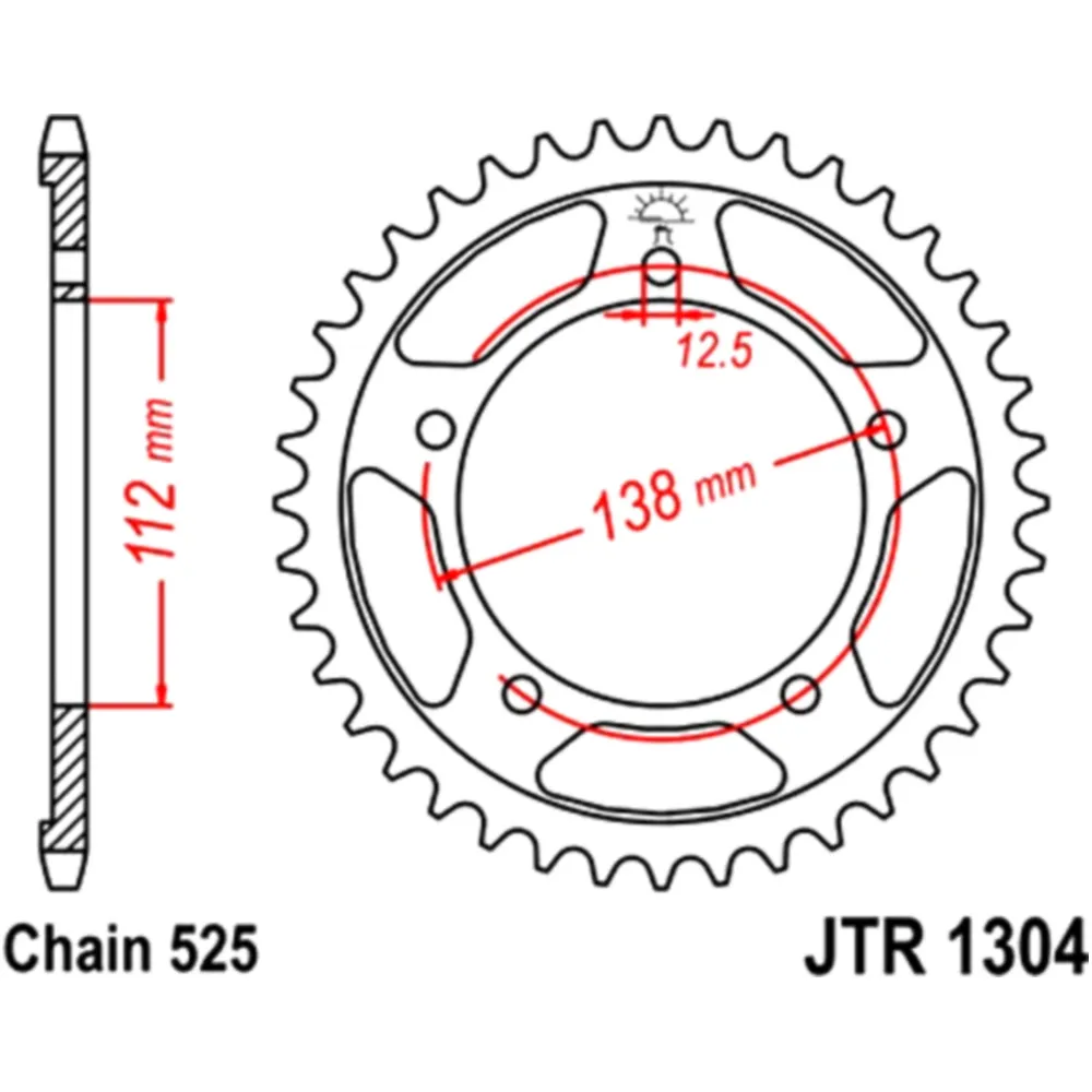 Kettenrad 38Z Teilung 525 Innendurchmesser 112 Lochkreis 138 pa
