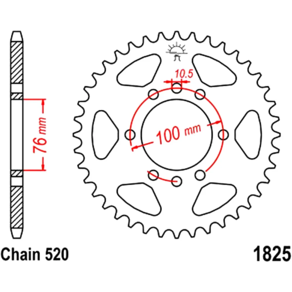Rear sprocket 40 tooth pitch 520 inner diameter 076 bolt spacin