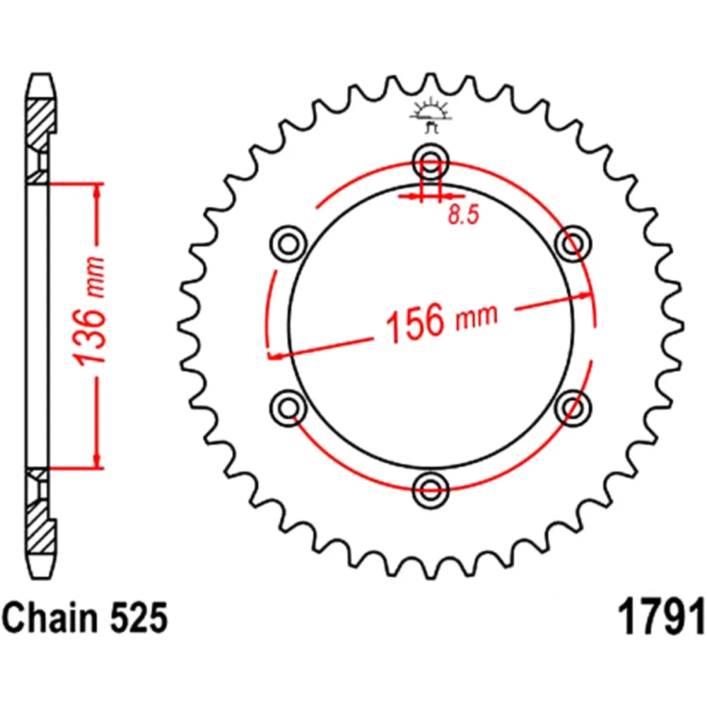 42 Tooth Rear Sprocket 525 for Motorcycles_0