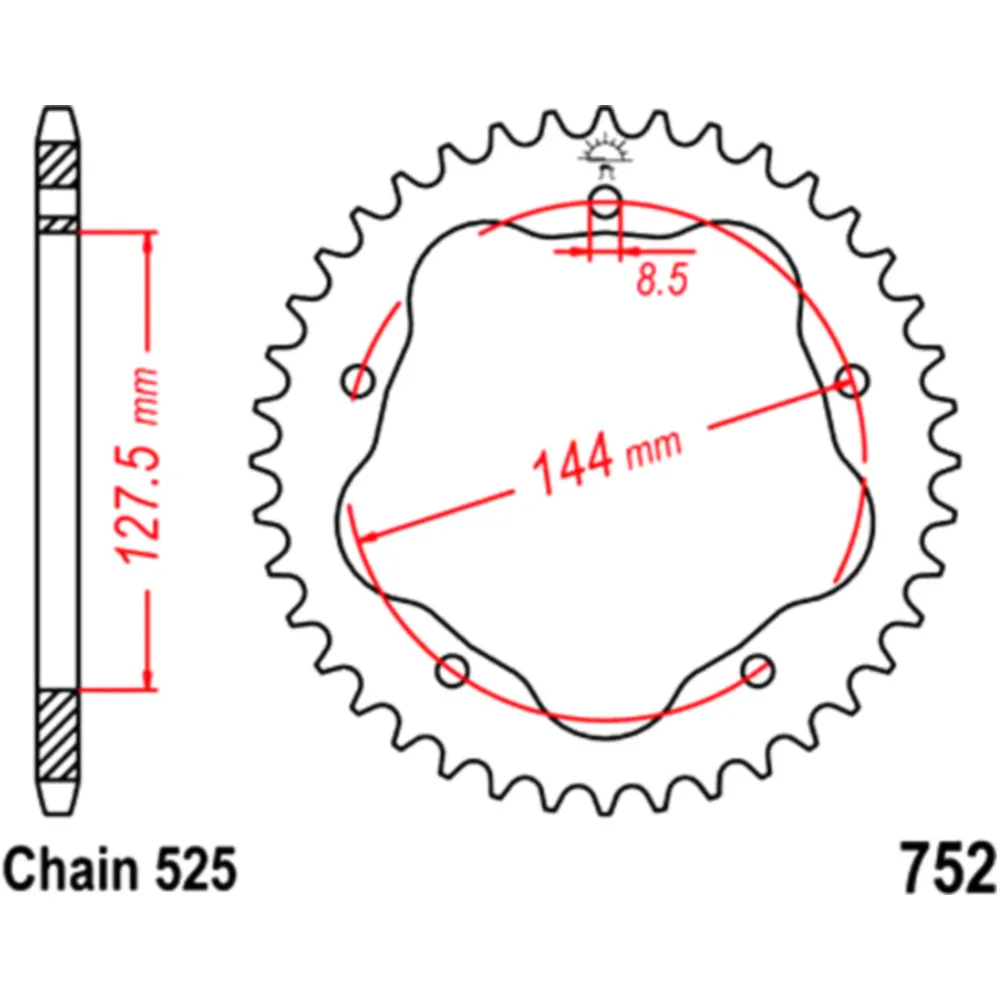 Alu - Kettenrad 41Z Teilung 525 silber für Kettenradträger 7585