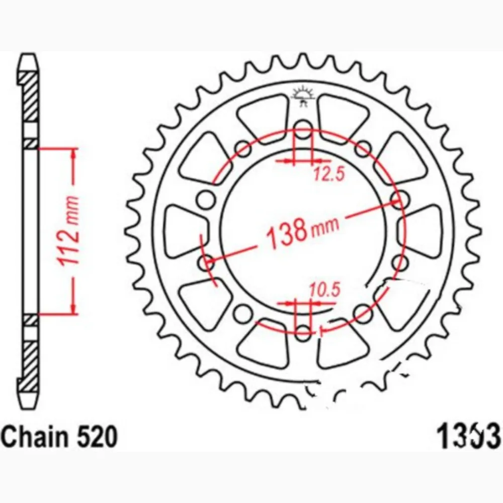 Alu-Kettenrad 44Z Teilung 520 silber_1