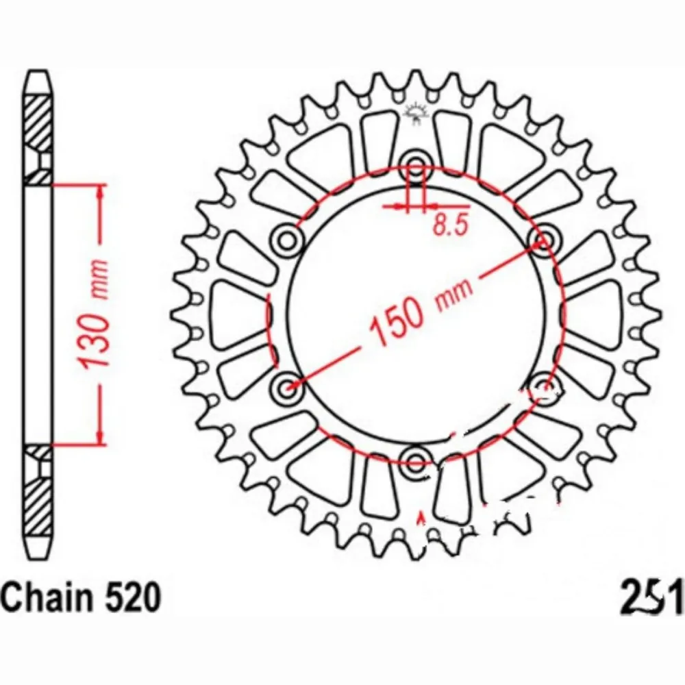 Alu-Kettenrad 48Z Teilung 520 silber JTA25148_1