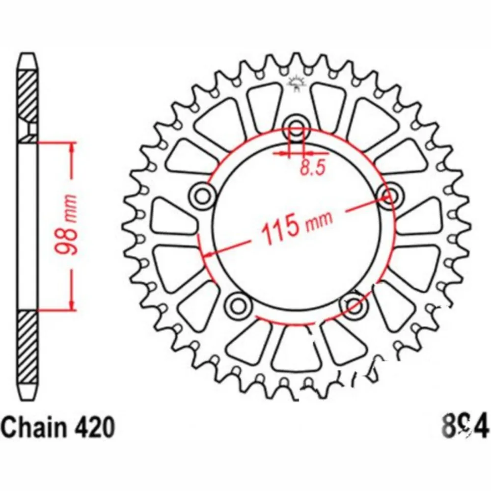 Alu-Kettenrad 46Z Teilung 420 silber_1