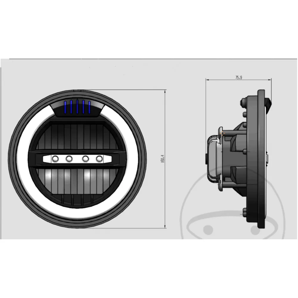 BLACK 6 1/2 LED HEADLIGHT for Motorcycles_1